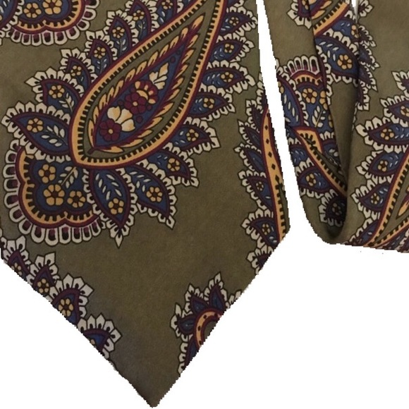 Oscar De La Renta Couture Camel Brown Paisley Tie - Picture 2 of 6